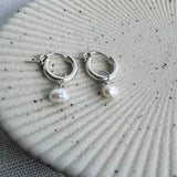 Pearl Huggie Hoops