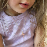 Pink Cross Charm Necklace (Kids)