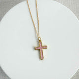 Pink Cross Charm Necklace (Kids)