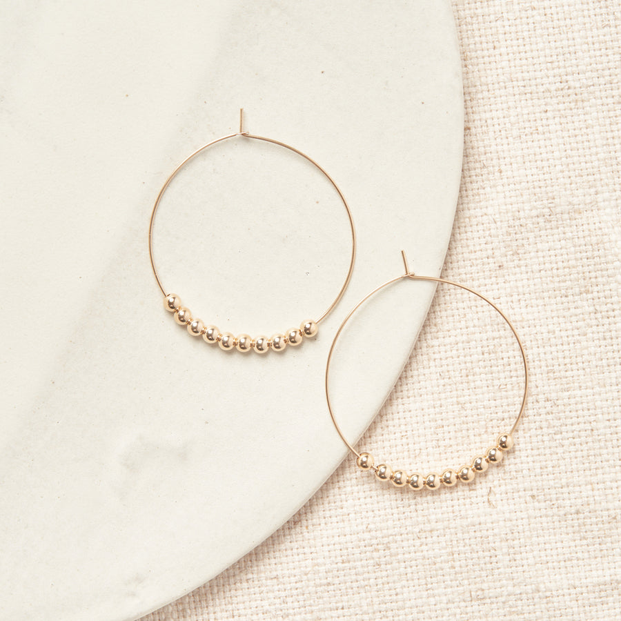 Shiny Bead Hoops - 14k Gold Filled