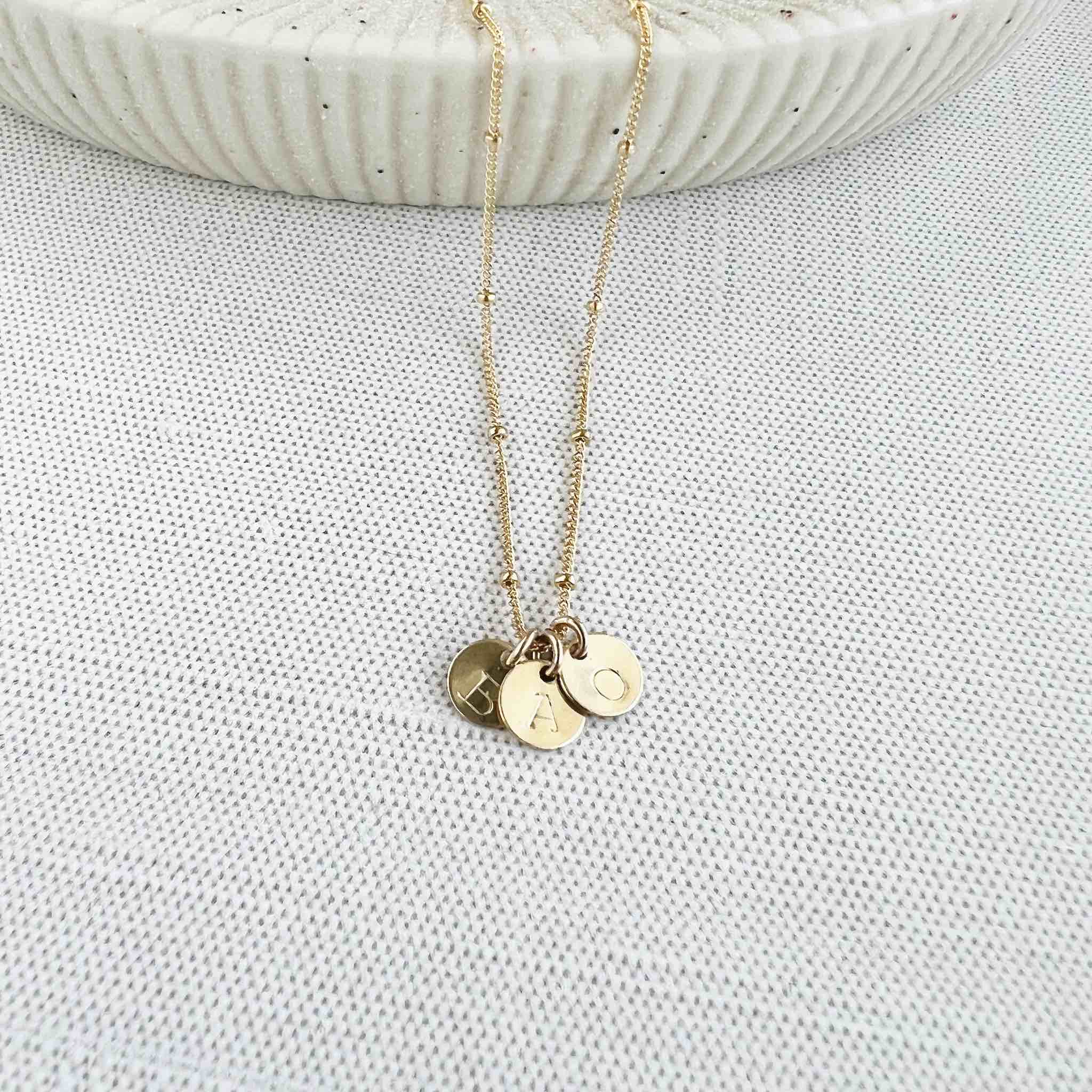 Hand Stamped Gold Vermeil Two Heart Charm Initial Necklace | Eve's Addiction